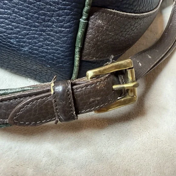 Dooney & Bourke Vintage Navy Pebbled Leather Teton Bucket Drawstring Bag - Picture 8 of 16